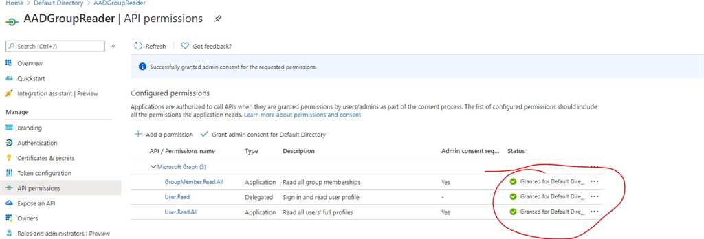 AAD Group - Read Member Summary Using C#